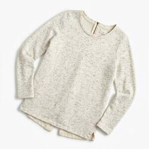 LOU & GREY Flecked Back Zip Tunic Sweatshirt Gray Cotton Casual Womens Small